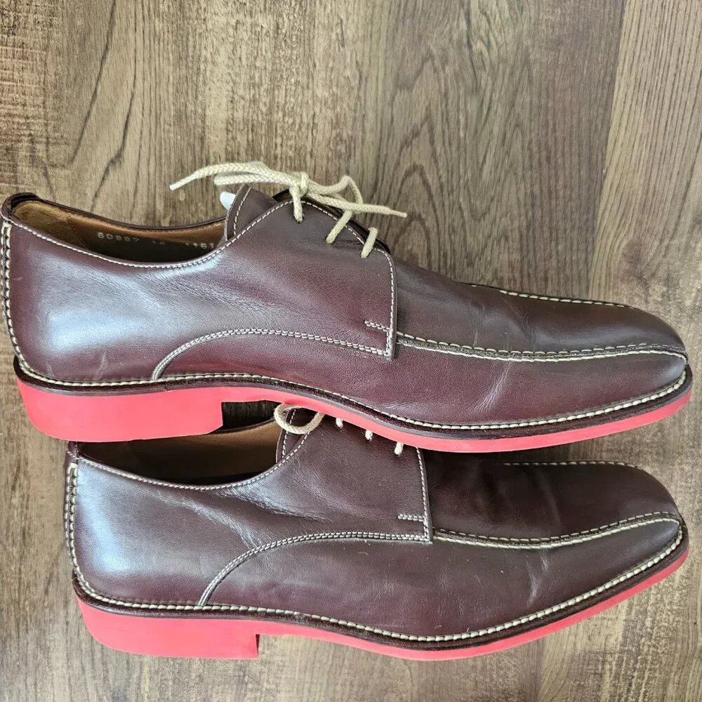 Michael Toschi Mirco Italian Bicycle Toe Oxford Shoes US12 Chocolate Red Sole